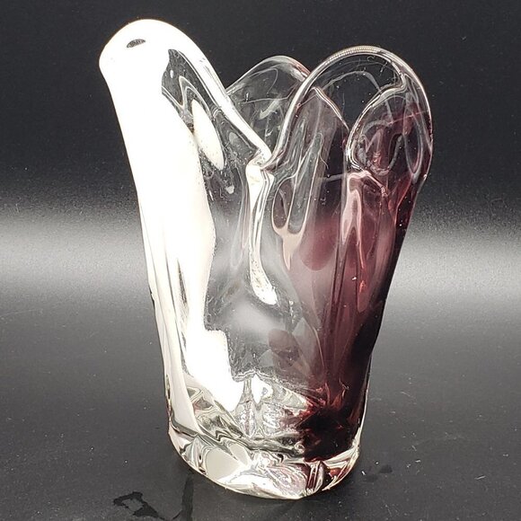 Makora Krosno Clear White Amethyst Blown Art Hankerchief Glass Vase - Picture 7 of 9